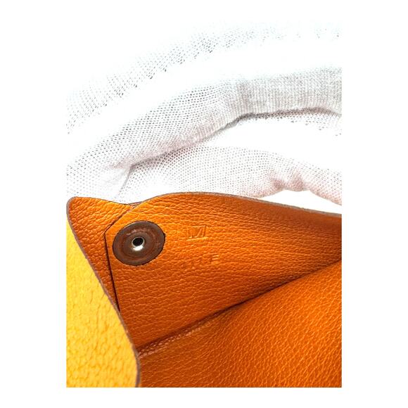 🔴 Hermès Calvi Card Wallet - Orange Chevre Mysore Leather - Picture 7 of 7